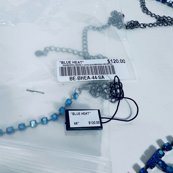 Belt by Fifth Avenue Collection Swarovski Crystal Blue Chain Rhinestone Y2K Glam - Picture 4 of 15